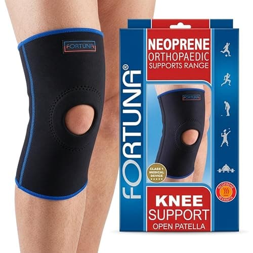Image of FORTUNA Neoprene Knee Supports – Compression Brace with Open Patella for Joint Pain, ACL, Arthritis, Meniscus – Knee Support for Women & Men – Sports & Everyday Use (Medium)