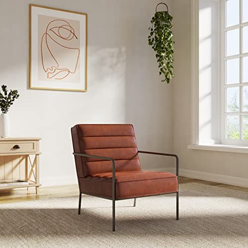 Image of Alphason Bookham Accent Chair - Rust PU, 80x64x82cm (DxWxH)