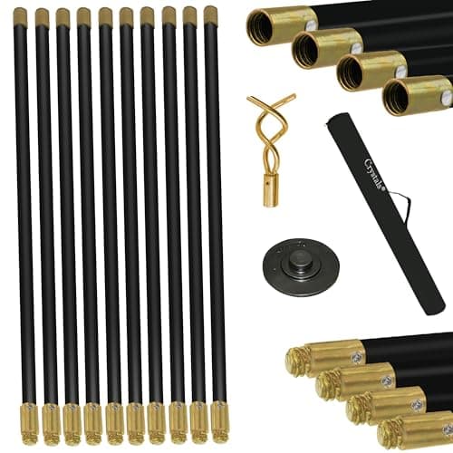 Image of Crystals 12-Piece Drain Rods Set, 9.2M Flexible Drainage Rods with Heavy-Duty Rubber Plunger & Double Worm Screw, Outdoor Drain Unblocker for Drain Cleaning, Sewer Pipe Maintenance, Includes Carry Bag