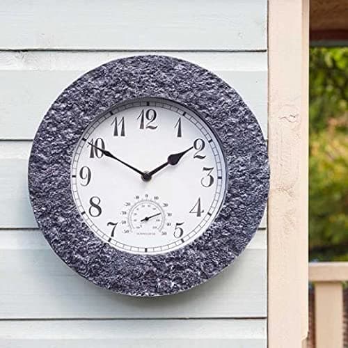 Image of Smart Garden 12in Stonegate Granite Clock & Themometer For Indoor & Outdoor Use