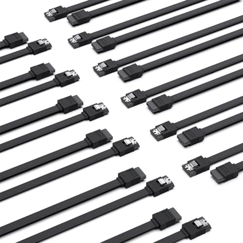 Image of BENFEI 12 Pack SATA III 6Gbps Straight HDD SDD Data Cable with Locking Latch, 18 Inch for SATA HDD, SSD, CD Driver, CD Writer - Black