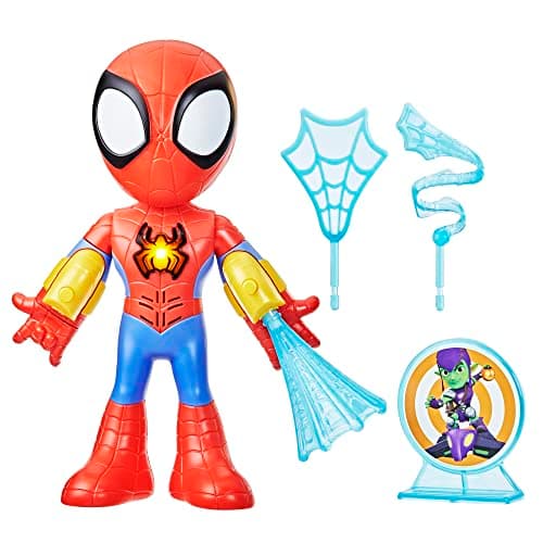 Image of SPIDEY AND HIS AMAZING FRIENDS Marvel Electronic Suit Up Spidey, 10-Inch Action Figure, Preschool Toys for Kids Ages 3 and Up