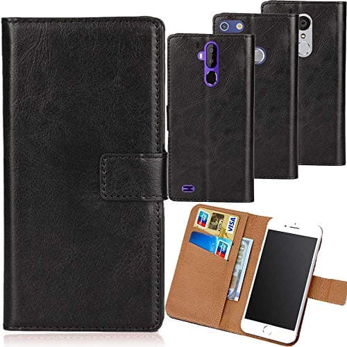 Image of Dingshengk PU Flip Folio Leather Case For AGM X3 5.99" Book Wallet Business Phone Protection Protector Protective Cover Skin Pouch Etui (Black)