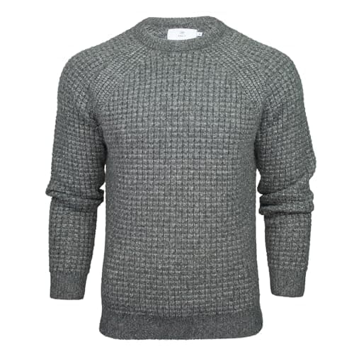 Image of Xact Men's Tuck Rib Crew Neck Jumper, Soft Feel, Raglan Sleeves (Grey Marl) M