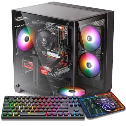 Image of ZER-LON Gaming PC Desktop Computer, Core I7 up to 3.9GHz, Radeon RX 590 8GB GDDR5, 16G DDR3 RAM, 512GB SSD, WiFi 5.0, Prebuilt Gaming PC Tower Computer with 5 RGB Fan
