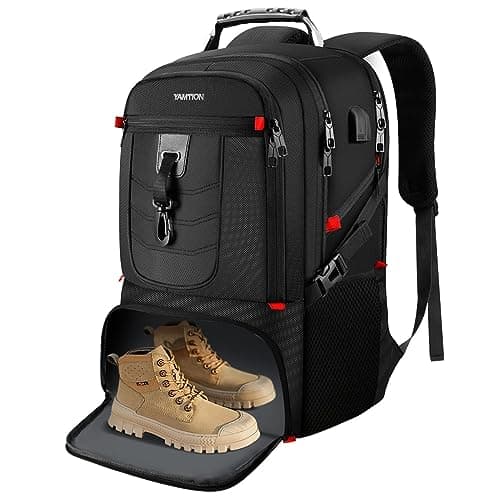 Image of VESERI Backpack with Shoe Compartment,18.4in Laptop Bag for Travel Business,Sport Gym Bag for College School Bookbag for Men Women,Black