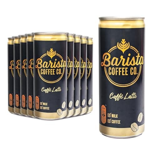 Image of Barista Coffee Co. Medium Roast Caffe Latte Iced Coffee Drink Tin Can, Ready To Drink, 250 ml (Pack of 12)