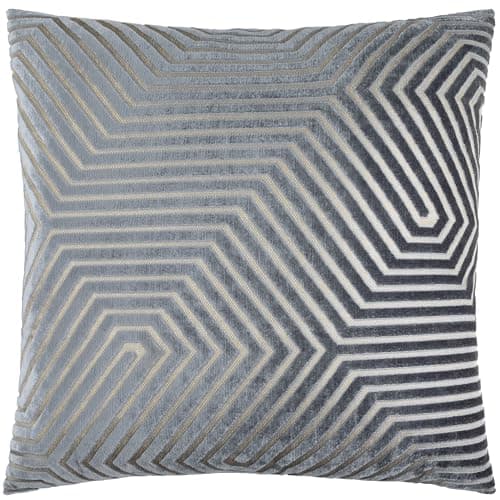 Image of Paoletti Evoke Velvet Cushion Cover – Luxurious Chevron Pattern Decorative Square Cushion Case (Charcoal - 55x55cm)