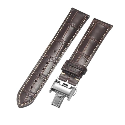 Image of ROUHO Premium Genuine Leather Watch Strap Replacement Watch Band with Quick Release Deployment Clasp for Longines La Grande Classique Master Elegant Heritage-Brown + Silver Buckle 21mm
