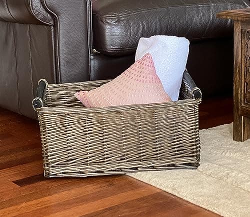 Image of Topfurnishing Kitchen Log Wicker Storage Basket With Handles Xmas Empty Hamper Basket[Oak,X Large 51 X 41 X 22 cm]