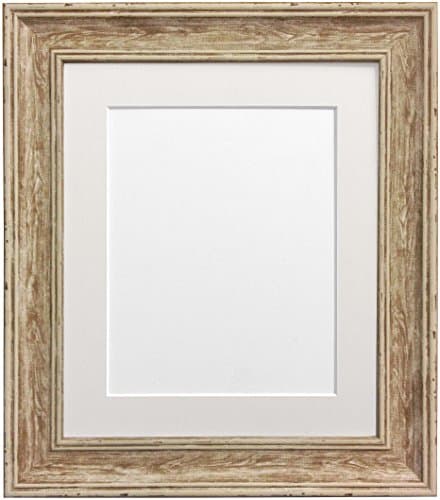 Image of Scandi Distressed Wood Picture Photo Frame with Ivory Mount 14 x 11 Inch Image Size A4