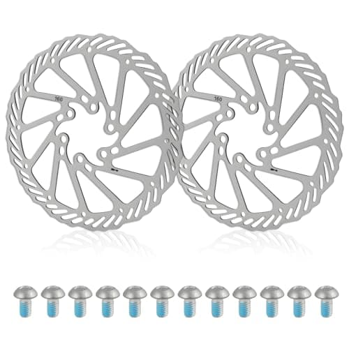 Image of 2 Pack Bicycle Disc Brake Rotor Set 160mm 180mm 203mm Stainless Steel Rotors with Screws Heat Dissipation Cycling Brake Discs for Road Bike Mountain Bike Brakes Disc Brakes Front Rear
