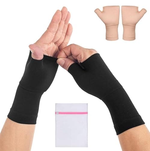 Image of 360 RELIEF Wrist and Thumb Support - Compression for Comfort and Stability | Joint Support, Sports, Hand Movement Enhancement | for Men and Women | 1 Pair - 2 PCS, X-Large, Black with Mesh Laundry Bag