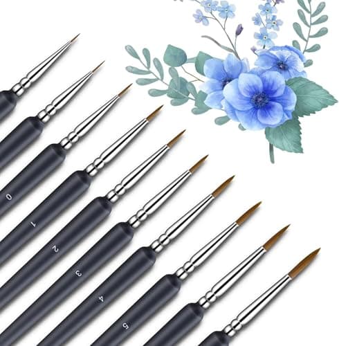 Image of elzle Artist Paint Brushes,10 PCS Miniature Fine Paint Brush for Detailing & Art Painting,Water Color, Acrylic Oil, Gouache, Ink, Model, Art Supplies Paintbrushes for Artists Beginners