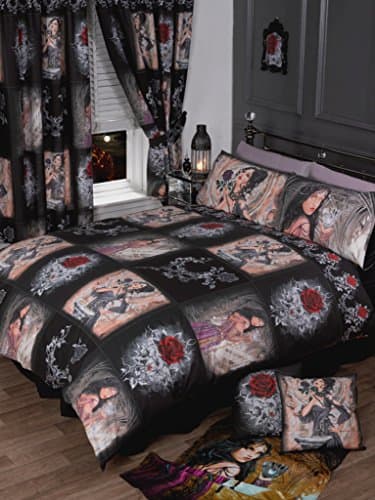 Image of Double Bed The Story of The Rose, Duvet/Quilt Cover Bedding Set, Alchemy Gothic, Mask Red, Black, Purple, White