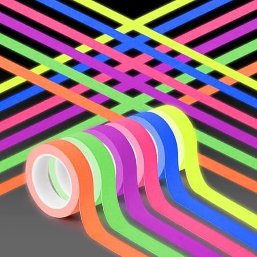 Image of AYBUY 6 Rolls Neon Gaffer Cloth Tape, 15mm x 5m Fluorescent Colors Pro Gaff Tape Adhesive Decorative Tapes for Glow Party Stage Decorations, Coding Floors Marking, UV Party