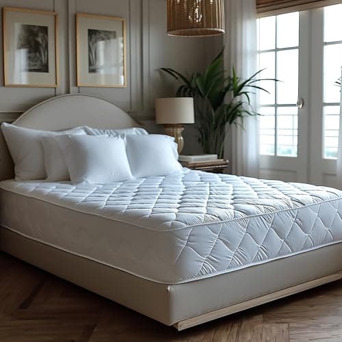 Image of Oliver Bedding Quilted Single Mattress Protector (90x190 cm), Waterproof Mattresses Protector Single Bed, Fits Mattress up to 30cm Deep, Breathable Bed Mattresses Cover, White