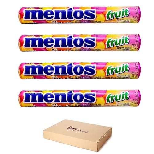 Image of 4 Packs Mentos Fruit Flavored Chewy Dragees Refreshing Soft Candies Sold By VR Angel
