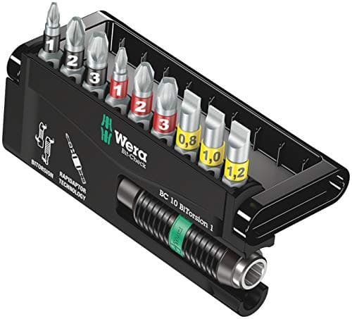Image of Wera 05056374001 8700-9/BTZ Bit-Check Set with Extra-Tough Bi-Torsion and Rapidaptor for Drill/Drivers/Metal Jointing (10 Pieces)