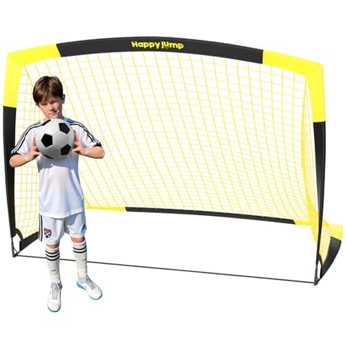 Image of Happy Jump Portable Pop Up Football Goals | Weatherproof Football Nets – 7x5FT Single Pack for Garden & Outdoor Training