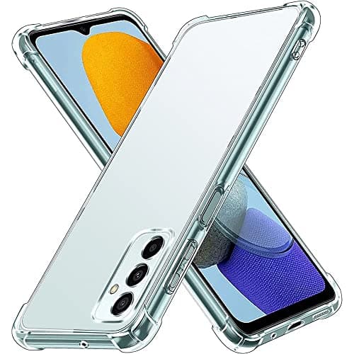 Image of Hually Case for Samsung Galaxy A13 5G/4G,Premium Air Cushion Drop Protection, Transparent Hard Back PC Shockproof TPU Bumper Cover,Scratch Resistant, for Samsung Galaxy A13 5G/4G 6.5 Inch-Clear