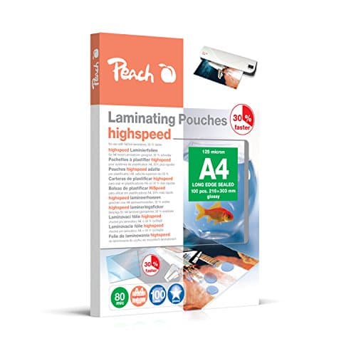 Image of Peach Laminating Pouches A4-80 mic – 100 Pouches – Glossy High Speed – Can be Used in A3 Laminators of All Brand Manufacturers – PP580-22