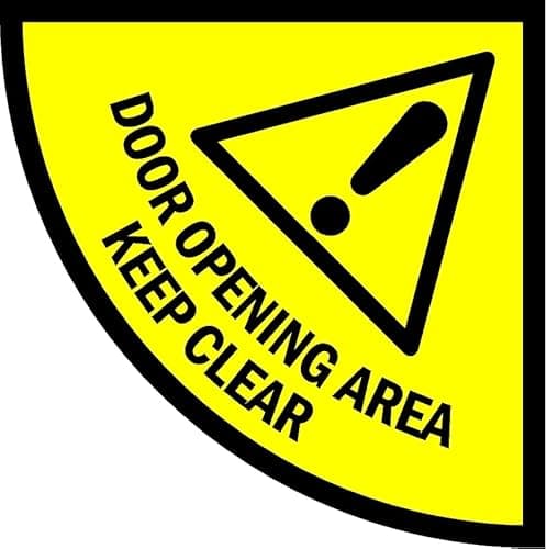 Image of Door opening area keep clear door floor sticker - Self adhesive floor graphic (800mm x 800mm)