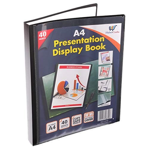 Image of A4 Display Book Certificate Folder 40 Pocket Display Folders with Plastic Pockets Presentation Folder with Plastic Sleeves Polly Pocket Folder File (A4 Size - 40 Pockets - 80 Views - 1 Display Book)