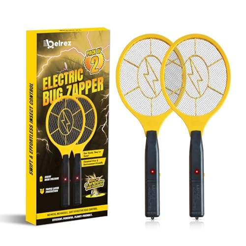 Image of BELREZ Electric Fly Zapper 2 Pack - Electronic Bug Zapper with Protective net Layer - Pest Control Mosquito Catcher Racket - Electric Fly Swatter - Handy Killer Racket for Indoor and Outdoor