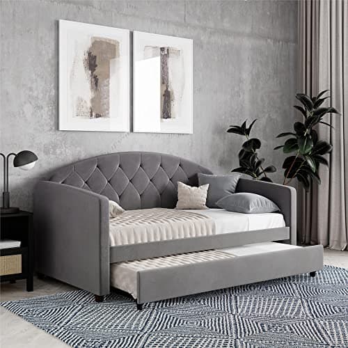 Image of DHP Furniture Aspen Daybed W/Trundle L/Grey Velvet