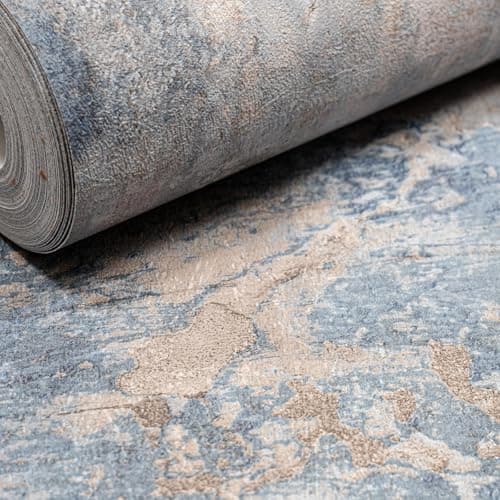 Image of SOPHIE LAURENCE Blue Brown Concrete Effect Industrial Urban Wallpaper – Textured Luxury Paste-The-Wall Roll, Washable & Durable, Ideal for Living Room, Bedroom & Feature Walls, (10.05m x 53cm)