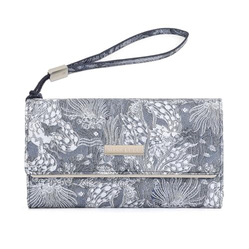 Image of Miss Lulu Large Women's Wallet, Synthetic Leather Coin Purse with White Print Women's Purse
