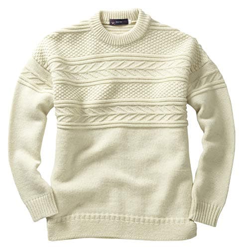 Image of Crew Neck Guernsey Sweater, Ecru, XXL