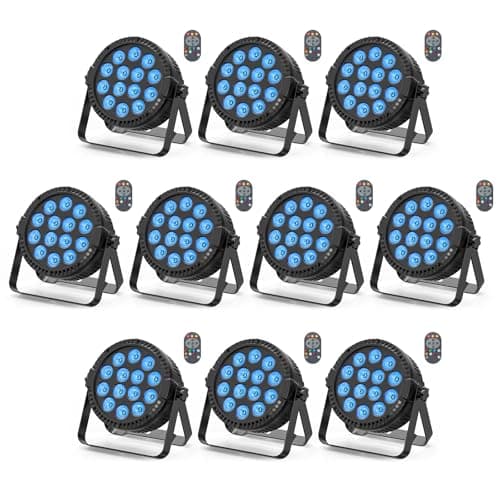 Image of LeLeght 10pcs 84W RGBW LED Par can Light, DMX DJ Stage Lights by Auto/Sound Activated Spotlight Strobe Lighting for DJ Bar KTV Disco Birthday Party