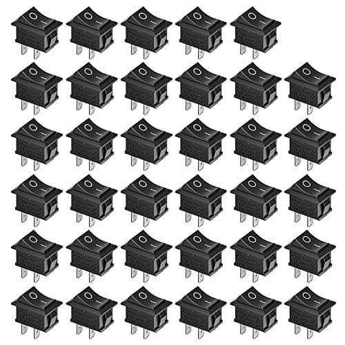 Image of GTIWUNG 35Pcs On/Off Rocker Switch, Mini Boat Switch 10A/125V 6A/250V, 2 Pin Toggle SPST Press Button Toggle Switch for Car Auto Boat Household Appliances, Black