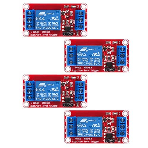 Image of AEDIKO 4pcs Relay Module DC 24V Relay Board 1 Channel with Optocoupler Isolation Support High or Low Level Trigger