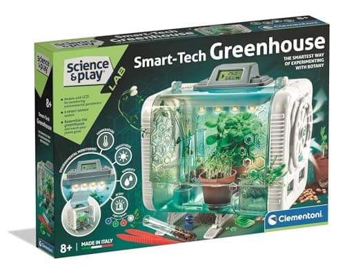 Image of Clementoni Smart-Tech Greenhouse – Interactive STEM Plant Science Kit with Sensors, LCD Screen and Growth Modes for Kids 8+