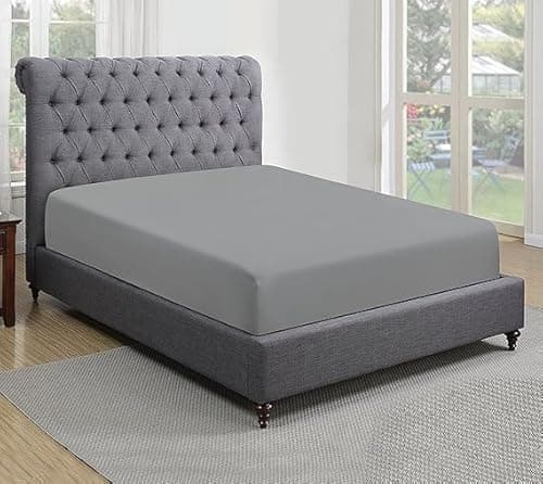 Image of Egyptian Cotton Fitted Sheet 30CM/12 Inch Extra Deep Pocket 300 Thread Count Hotel Quality Cotton Soft, Fade & Wrinkle Resistant Fitted Bed Sheets (Gray, Single)