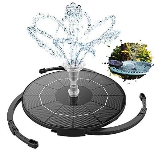 Image of AISITIN Solar Fountain 3.5W Solar Water Feature Round Split Stand Individually Floating Bird Bath with 12 Nozzles Pond Pump and Panel for Pool, Pond, Garden Decoration or Water Feature