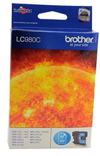 Image of Brother LC980C - Cyan - original - ink cartridge - for Brother DCP-145, 163, 167, 193, 195, 197, 365, 373, 375, 377, MFC-250, 255, 290, 295, 297