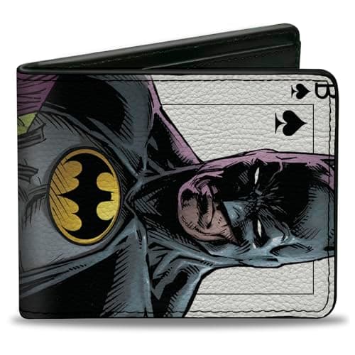 Image of Buckle-Down DC Comics Wallet, Bifold, Batman Versus Joker Three Jokers Spade Card Comic Book Cover, Vegan Leather, Multicolor, 4.0" x 3.5", Casual