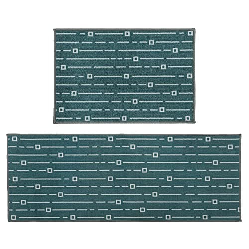 Image of JVL Savio Machine Washable Doormat and Runner, Teal