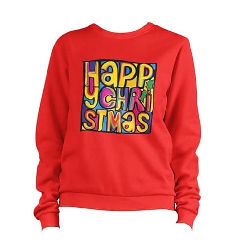 Image of BeringTees Christmas Happy Mondays Sweatshirt Funny Festive Indie Rock Jumper Madchester Gift - L RED