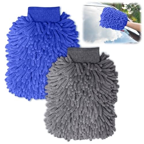 Image of DiviDermy 2pcs Microfiber Car Wash Mitt, Professional Cleaning Microfibre Sponge Mitts, Anti-Scratch Microfiber Detailing Glove, Lightweight & Durable, Gently Removes Dirt, Grey and Blue