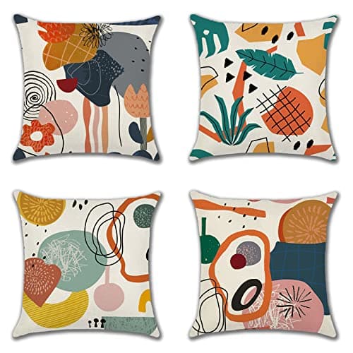 Image of JOTOM Abstract Art Cushion Covers 45x45 cm Modern Boho Geometric Decorative Throw Pillow Covers 18x18 Inch Sofa Car Square Pillowcase for Outdoor Home Bed Couch Decor Set of 4 (Abstract Pattern)
