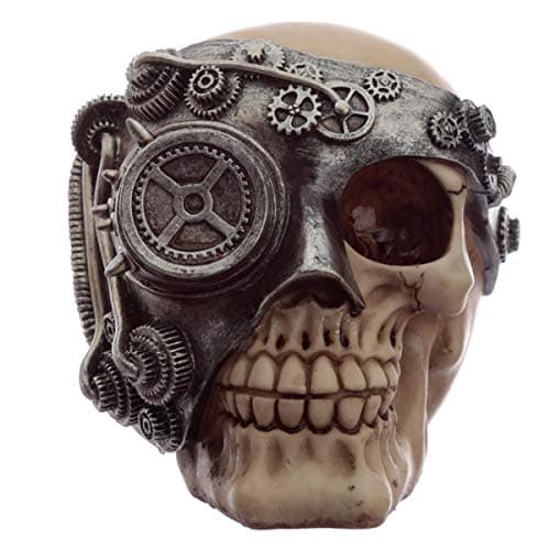 Image of Puckator Steampunk Skull Head Ornament - Home Decoration - Steampunk Skull - Ornaments - Resin - Home Accessories - Living Room Accessories - Human Skeleton - Goth Gifts For Men