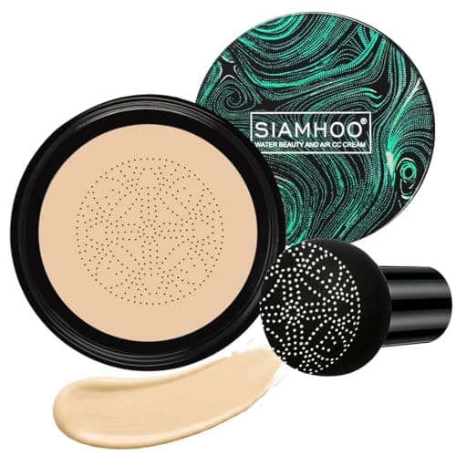 Image of SIAMHOO CC Cream Foundation with Mushroom Head Air Cushion CC Cream Foundation Full Coverage for Flawless Makeup, Even Skin Tone 0.7fl.oz - Ivory