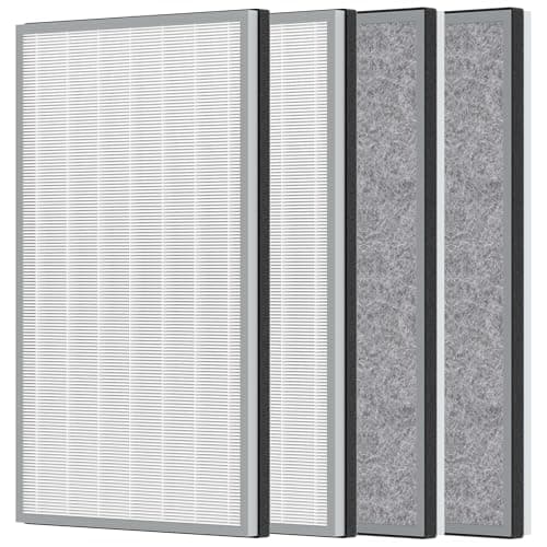 Image of FCFMY - 4 Pack HE601 HE601 HE602 HEPA Carbon Filter Replacement Compatible with Shark Air Purifier 6 Fans Model HE601 HE602, Part # HE6FKPET