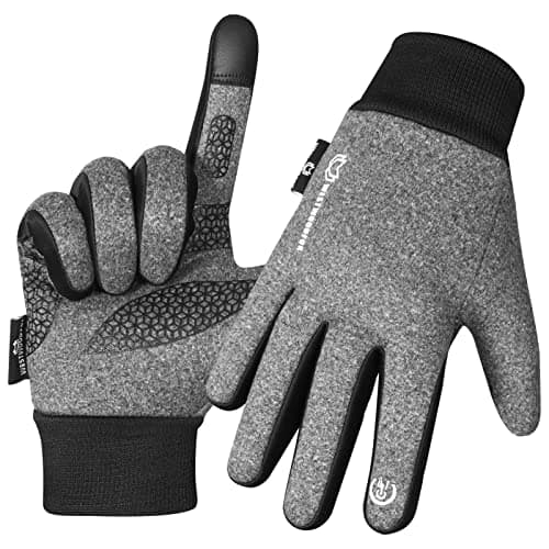 Image of WESTWOOD FOX Winter Thermal Gloves Windproof Running Gloves Touch Screen Warm Anti Slip Silicone Cycling Gloves for Men Women, Elastic Cuff for Driving, Ski Running Football Sports (Grey, M)