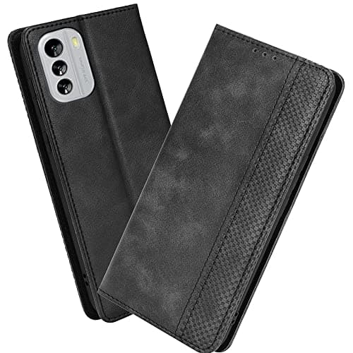Image of XINNI Protective Phone Case for Nokia G60 5G, PU/TPU Vintage Flip Leather Shockproof Cover Magnetic Book Style Wallet, Black